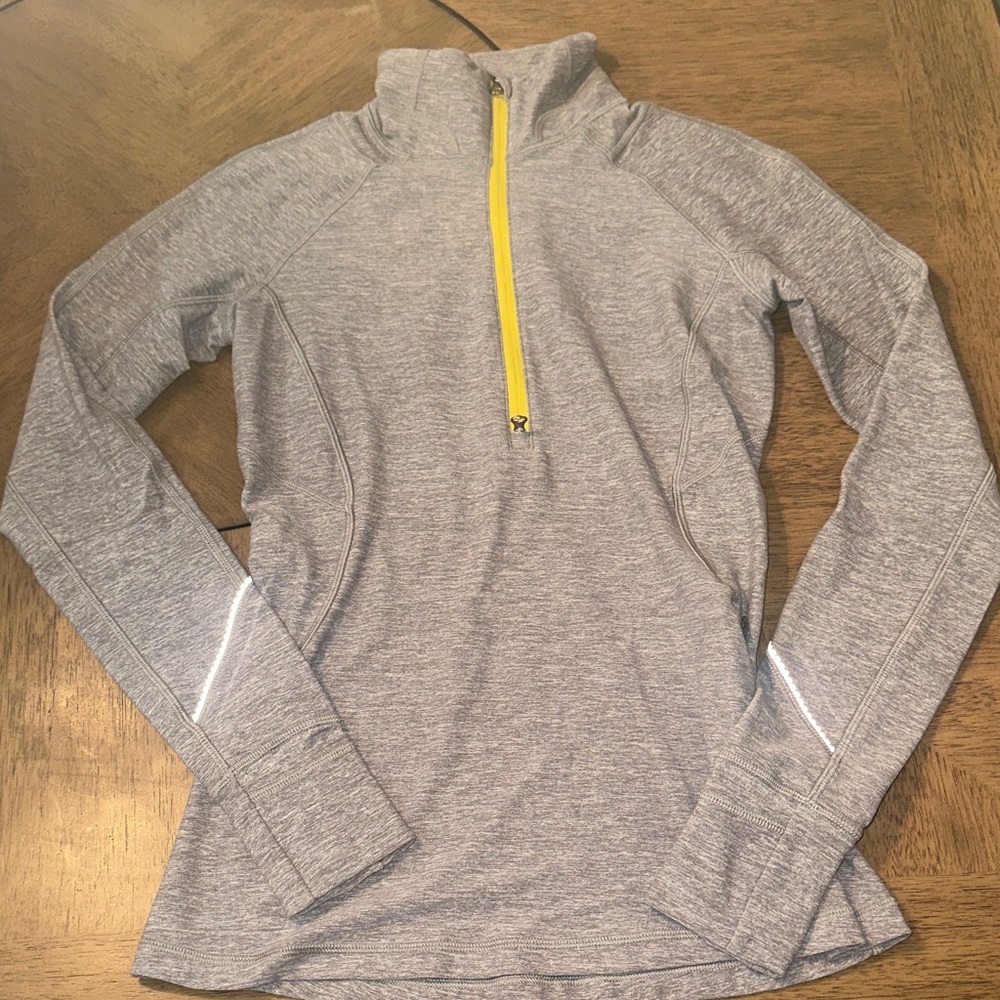 lululemon athletica Gray Long Sleeve Top with Yellow Zipper